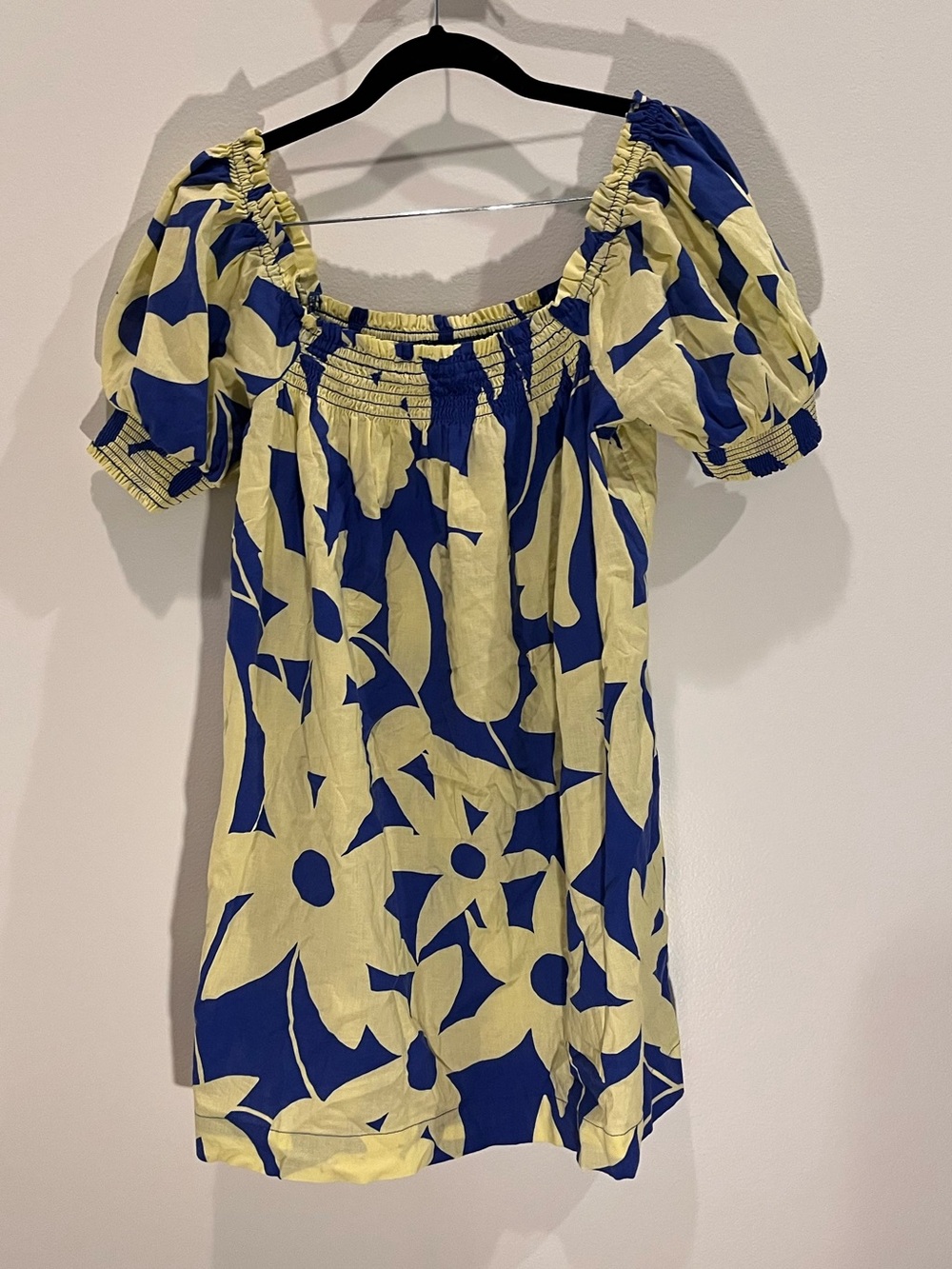Free People Blue & Yellow Floral Puff-Sleeve Tunic